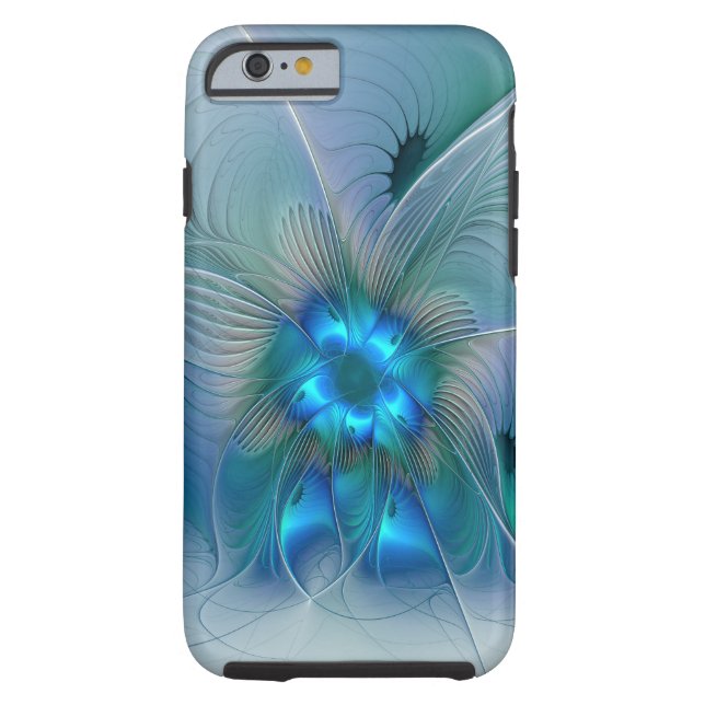 Funda De Case-Mate Para iPhone Ovejas en pie, abstracto fractal turquesa azul (Reverso)