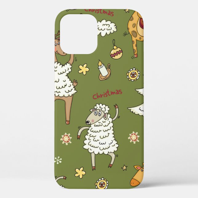 Funda De Case-Mate Para iPhone ovejas navideñas de origen animal (Reverso )