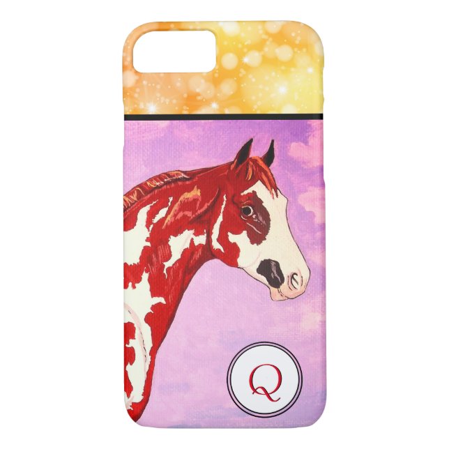 Funda De Case-Mate Para iPhone Overo Paint Horse Head (estrellas doradas) (Reverso)