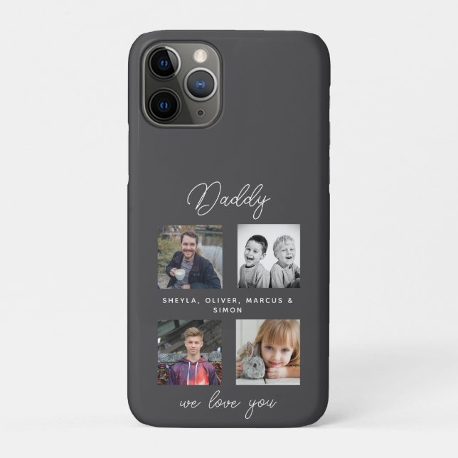 Funda De Case-Mate Para iPhone Padre con hijos Familia Papi 4 Collage (Reverso)