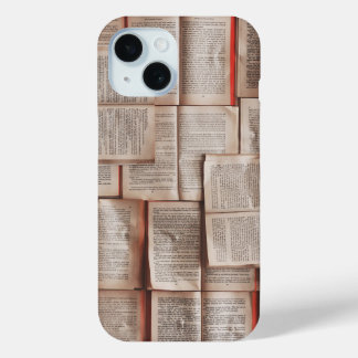 Funda Para iPhone 15 Páginas de libros antiguos Abrir libros Bibliophil