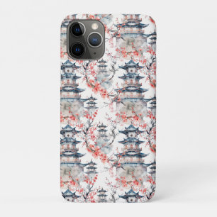 Funda Para iPhone 11 Pro Pagoda china acuarela con flores de cerezo (4)