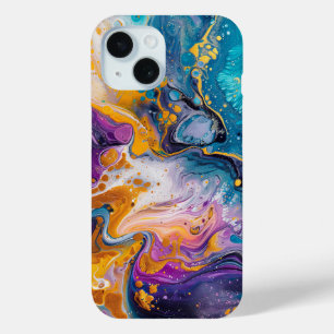 Funda Para iPhone 15 Paint Paint Pour Abstract Liquido Cute estético