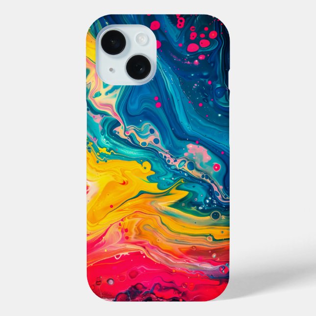 Funda De Case-Mate Para iPhone Paint Paint Pour Abstract Liquido Cute estético (Reverso )