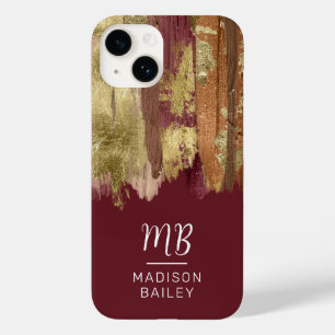 Funda Para iPhone 14 De Case-Mate Paint Stroke Gold Bronze Monograma