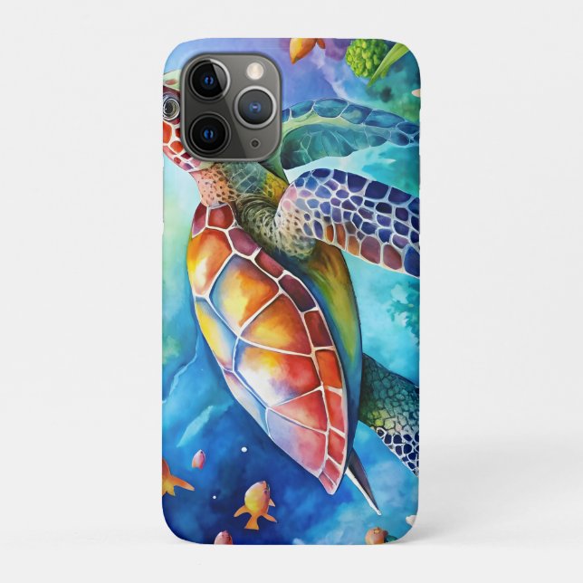 Funda De Case-Mate Para iPhone Painted Sea Turtle  (Reverso)