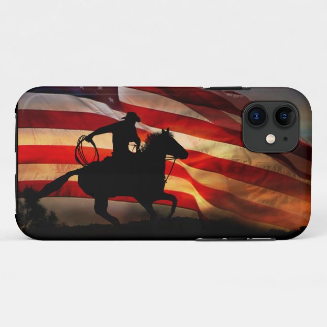 Funda De Case-Mate Para iPhone País Vaquero Bandera Occidental Americana Rodeo (Reverso (horizontal))