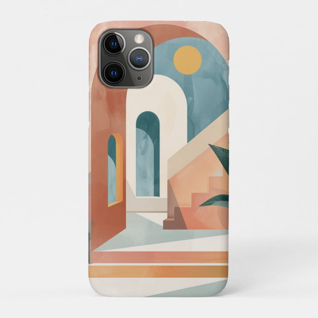 Funda De Case-Mate Para iPhone Paisaje abstracto de Boho (10) (Reverso)