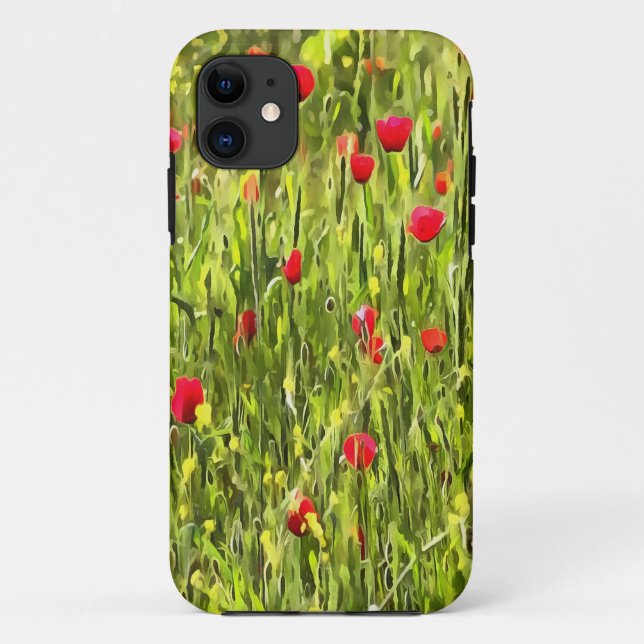 Funda De Case-Mate Para iPhone Paisaje artístico de adormidera (Reverso)