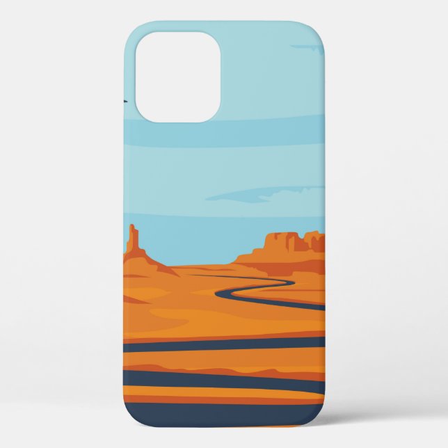 Funda De Case-Mate Para iPhone  paisaje con valle desierto, montañas, w oscuro (Reverso )