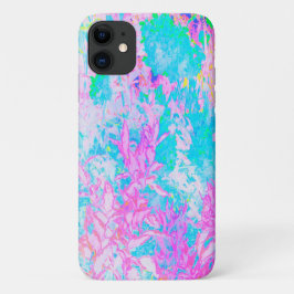 Funda Para iPhone 11 Paisaje de Hortensias Azul Acuario y Rosa Caliente