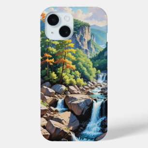 Funda Para iPhone 15 Paisaje de la cascada de Serene Mountain