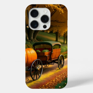 Funda Para iPhone 15 Pro Paisaje de la escena otoñal del vagón de cosecha