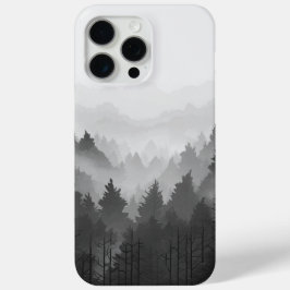 Funda Para iPhone 15 Pro Max Paisaje de la selva de las montañas negras y blanc
