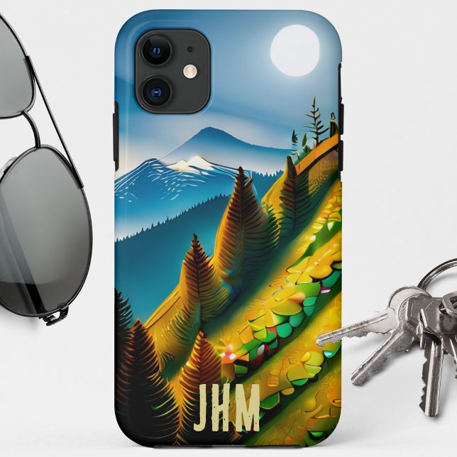 Funda De Case-Mate Para iPhone Paisaje de montaña con luna llena (Subido por el creador)