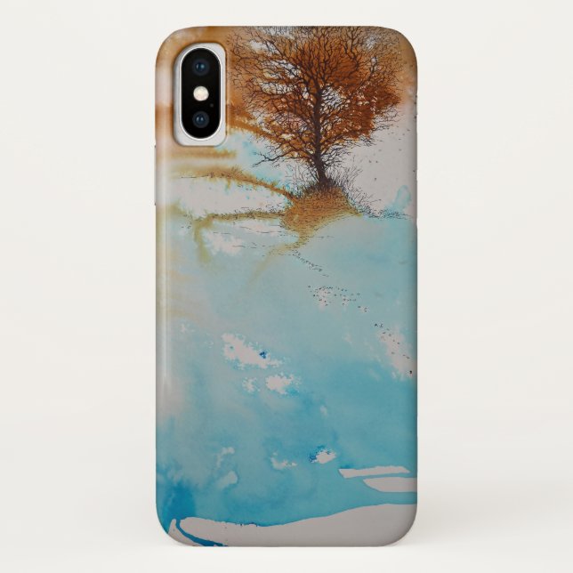 Funda De Case-Mate Para iPhone Paisaje de pintura abstracta de árbol (Reverso)