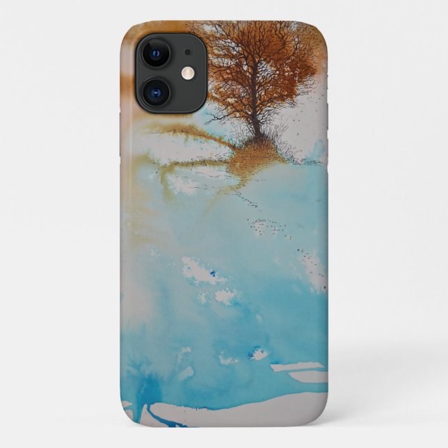 Funda De Case-Mate Para iPhone Paisaje de pintura abstracta de árbol (Reverso)