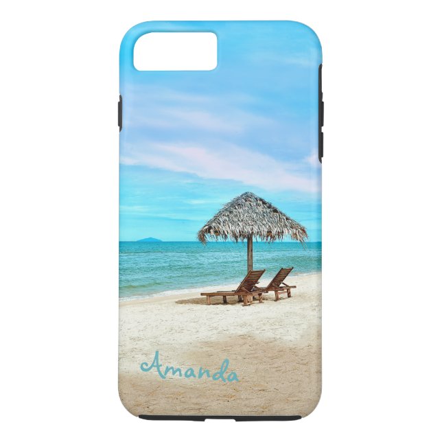 Funda De Case-Mate Para iPhone Paisaje de playa relajante personalizado (Reverso)