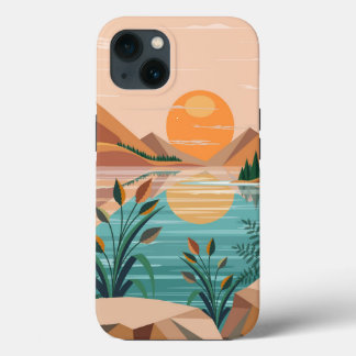 Funda Para iPhone 13 Paisaje de puesta de sol en lago de montaña pacífi