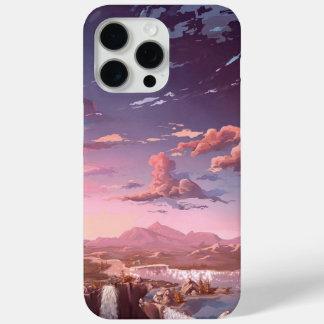 Funda Para iPhone 15 Pro Max Paisaje de puesta de sol estético de anime con cas
