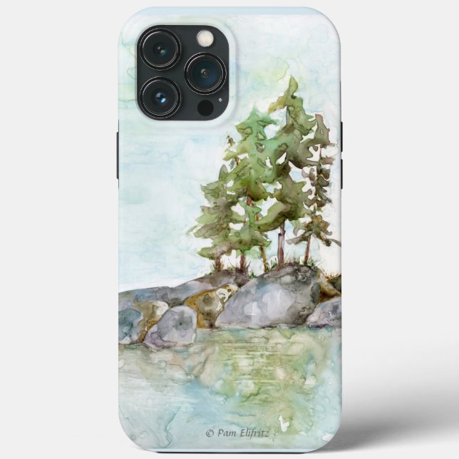 Funda De Case-Mate Para iPhone Paisaje del bosque verde acuático 2 (Reverso )