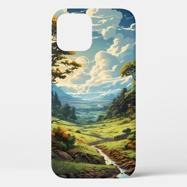 Funda De Case-Mate Para iPhone Paisaje del cielo verde (Reverso )