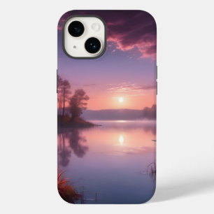 Funda Para iPhone 14 De Case-Mate Paisaje del Lago Púrpura del Sol Tres