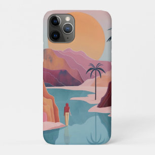 Funda Para iPhone 11 Pro Paisaje del oasis celestial de terracota turquesa