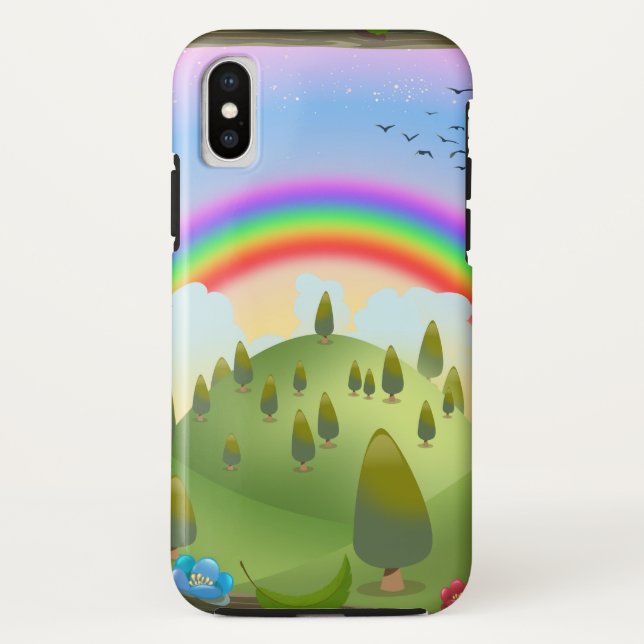 Funda De Case-Mate Para iPhone Paisaje Feliz Arcoíris (Reverso)