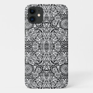 Funda Para iPhone 11 Paisaje floral blanco y negro
