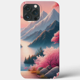 Funda Para iPhone 13 Pro Max Paisaje forestal de montaña de flores de cerezo ja
