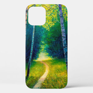 Funda Para iPhone 12 Paisaje forestal de pintura petrolera, hermosa vía