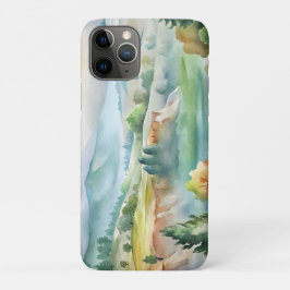 Funda Para iPhone 11 Pro Paisaje montañoso acuarela