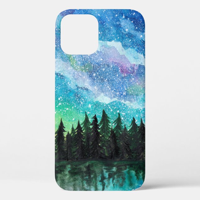 Funda De Case-Mate Para iPhone Paisaje nocturno de acuarela Vía Láctea (Reverso )