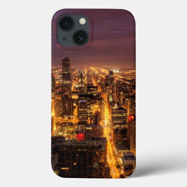 Funda De Case-Mate Para iPhone Paisaje nocturno de Chicago (Reverso)