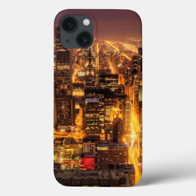 Funda De Case-Mate Para iPhone Paisaje nocturno de Chicago (Reverso)