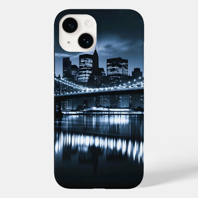Funda De Case-Mate Para iPhone Paisaje nocturno monocromo de Nueva York (Reverso )