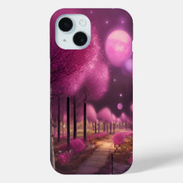 Funda Para iPhone 15 Paisaje nocturno rosado de ensueño