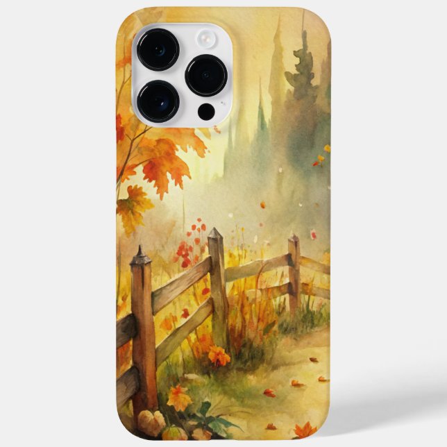 Funda De Case-Mate Para iPhone Paisaje otoñal rústico acuarela (Reverso)