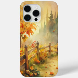 Funda Para iPhone 15 Pro Max Paisaje otoñal rústico acuarela