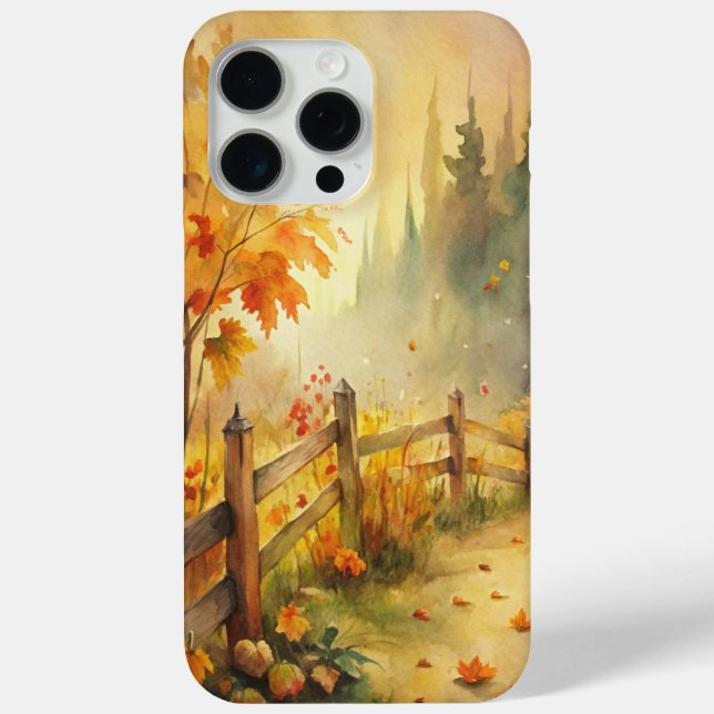 Funda De Case-Mate Para iPhone Paisaje otoñal rústico acuarela (Reverso )
