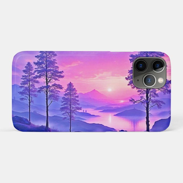 Funda De Case-Mate Para iPhone Paisaje panorámico Purple Sunset (Reverso (horizontal))