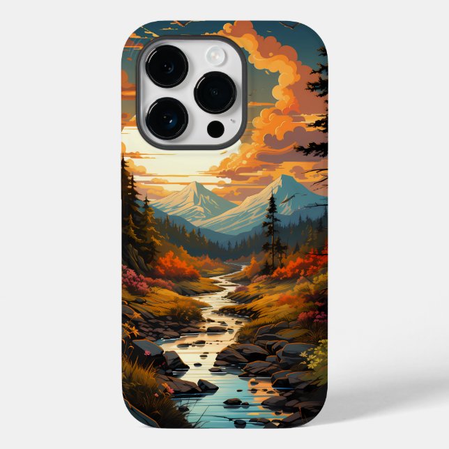 Funda De Case-Mate Para iPhone Paisaje Sunset Montaña Y Río (Reverso )