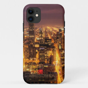 Funda Para iPhone 11 Paisaje urbano de la noche de Chicago