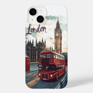 Funda Para iPhone 14 De Case-Mate Paisaje urbano de Londres con bus de doble decker 