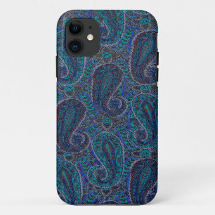 Funda Para iPhone 11 Paisley Azul Indio Boho Clásico Vintage