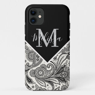 Funda Para iPhone 11 Paisley blanco y negro