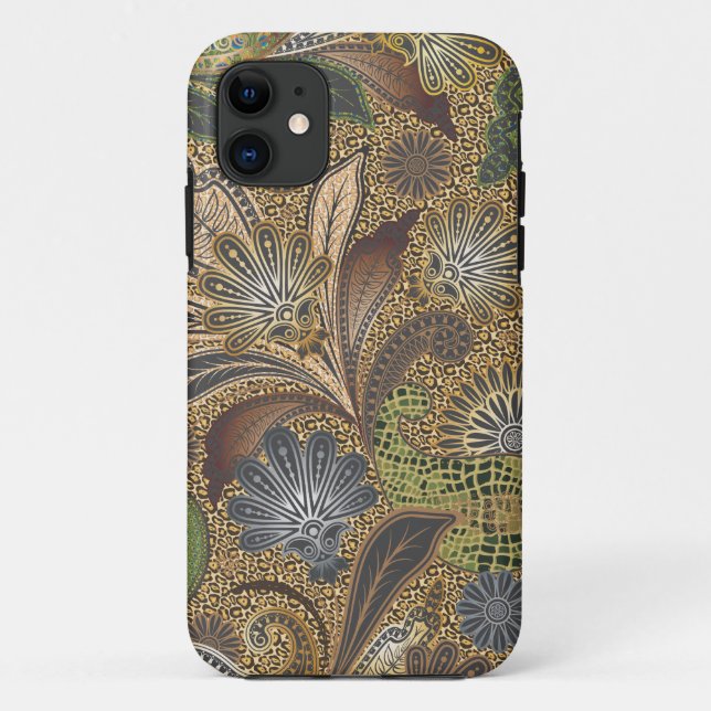 Funda De Case-Mate Para iPhone Paisley floral de impresión animal (Reverso)