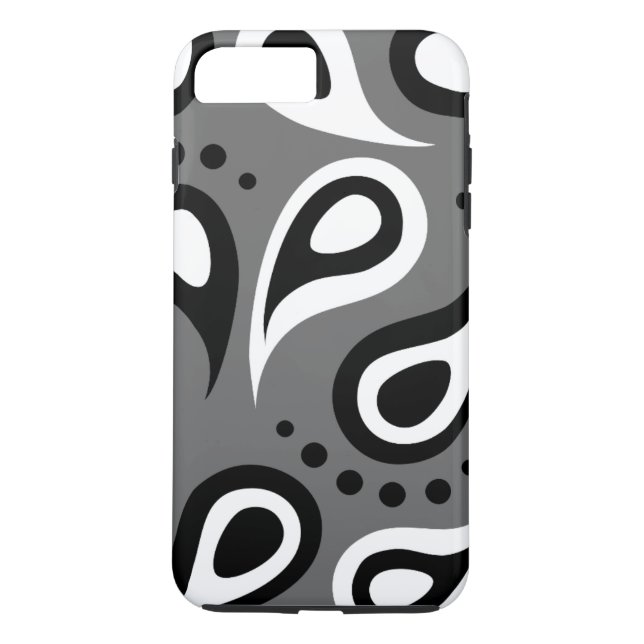 Funda De Case-Mate Para iPhone Paisley gris y blanco negro personalizada (Reverso)