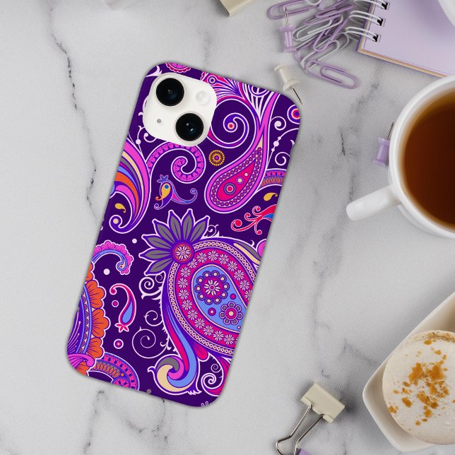 Funda De Case-Mate Para iPhone Paisley rosa y púrpura (Subido por el creador)